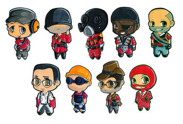 Team Fortress 2 chibi classes.