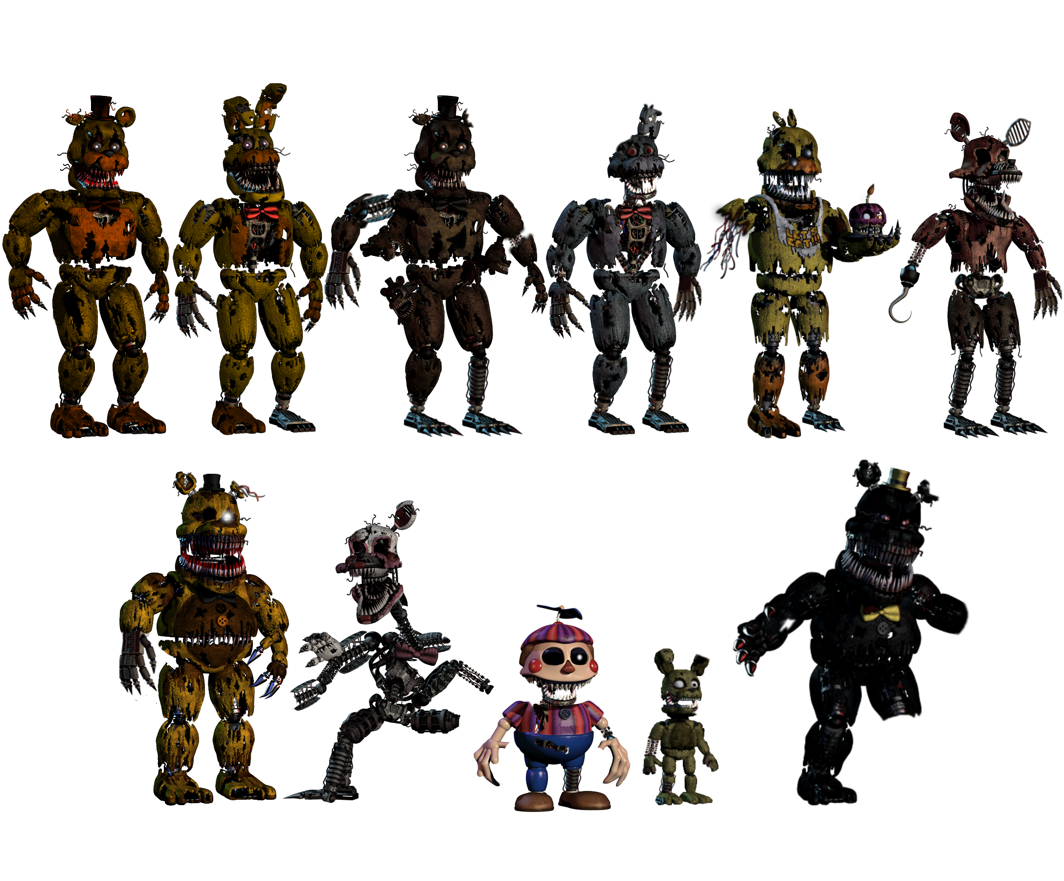 Withered FNaF3 Animatronics by LivingCorpse7 on DeviantArt