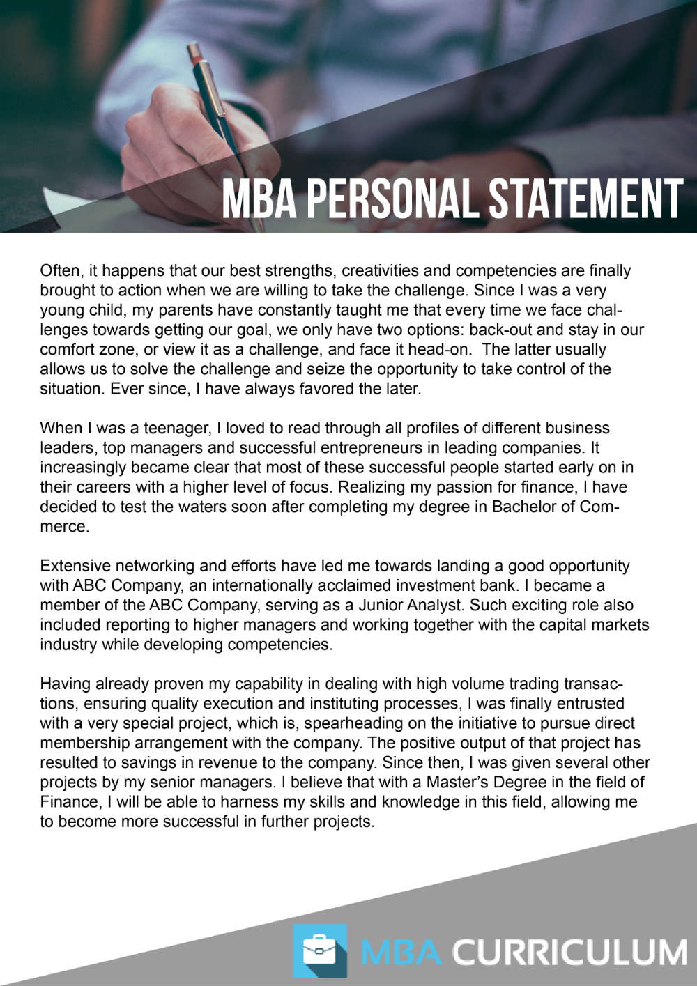 MBA Application Personal Statement Sample by MBADocumentSamples on  DeviantArt