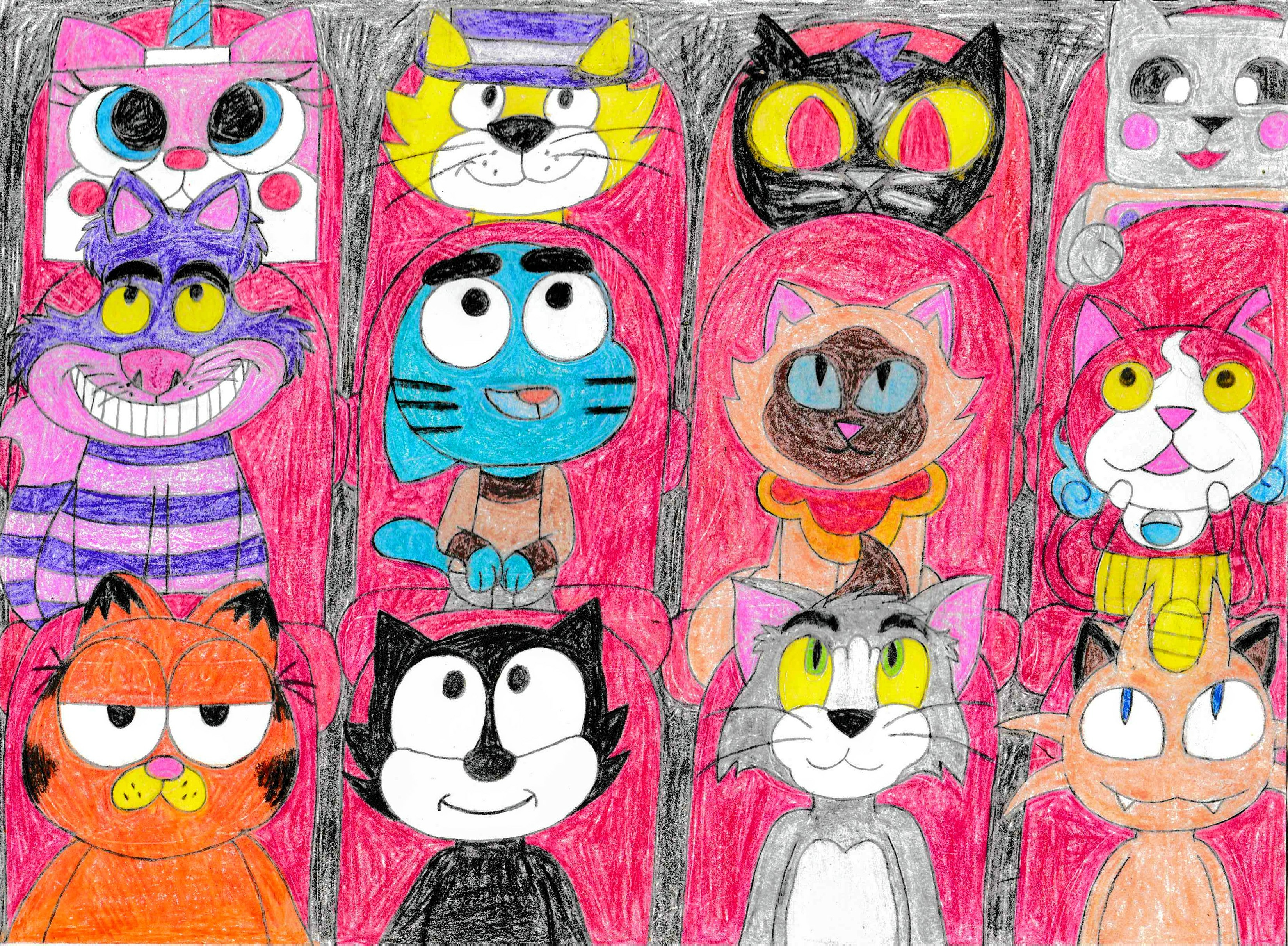 Cartoon Cats in a movie room by CreationPark on DeviantArt
