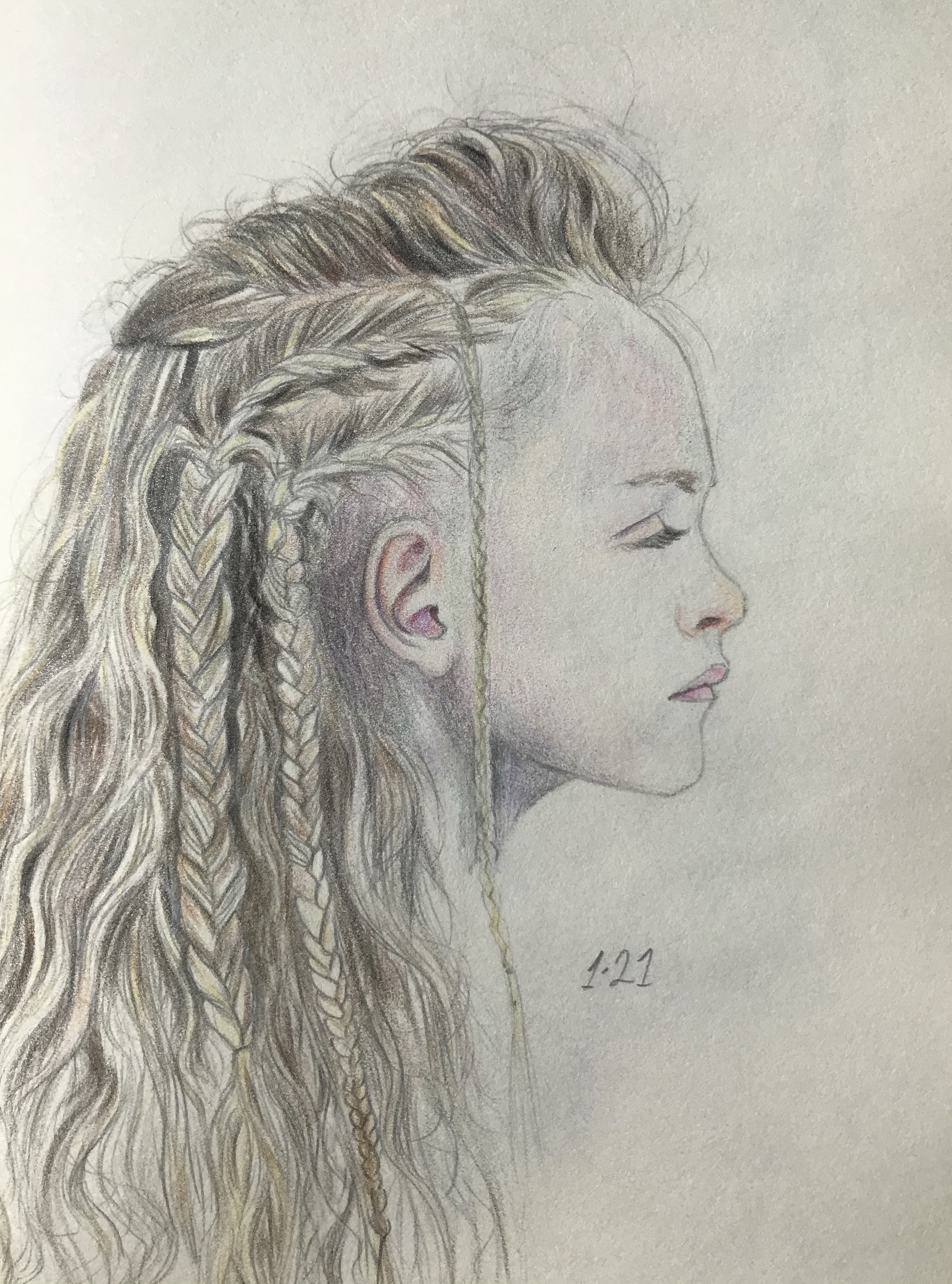 Girl With Braided Hair Colored Pencil Drawing by lune-artsy on DeviantArt Girl With Braided Hair Colored Pencil Drawing by lune-artsy on DeviantArt