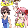 Saki Characters in Swimsuits 1