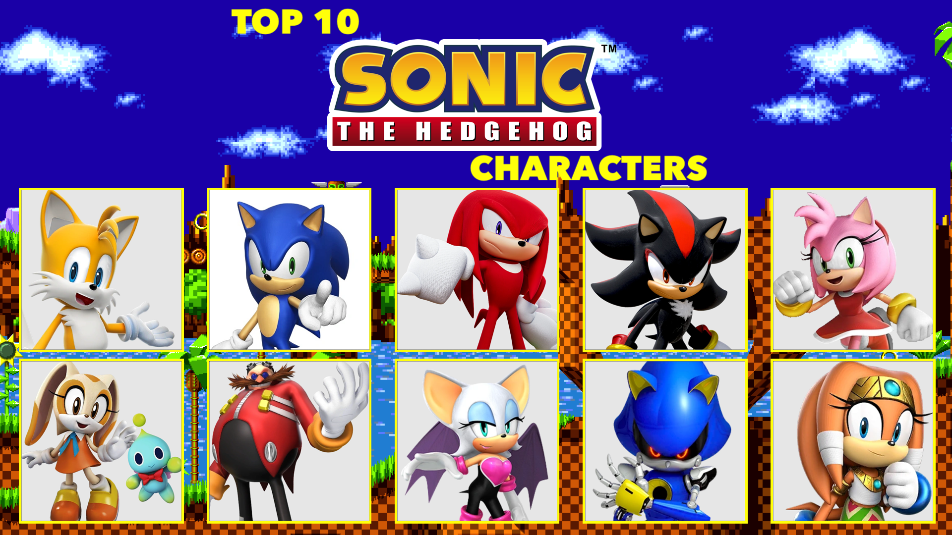 Top Ten Sonic The Hedgehog Characters!, Here are my top ten…