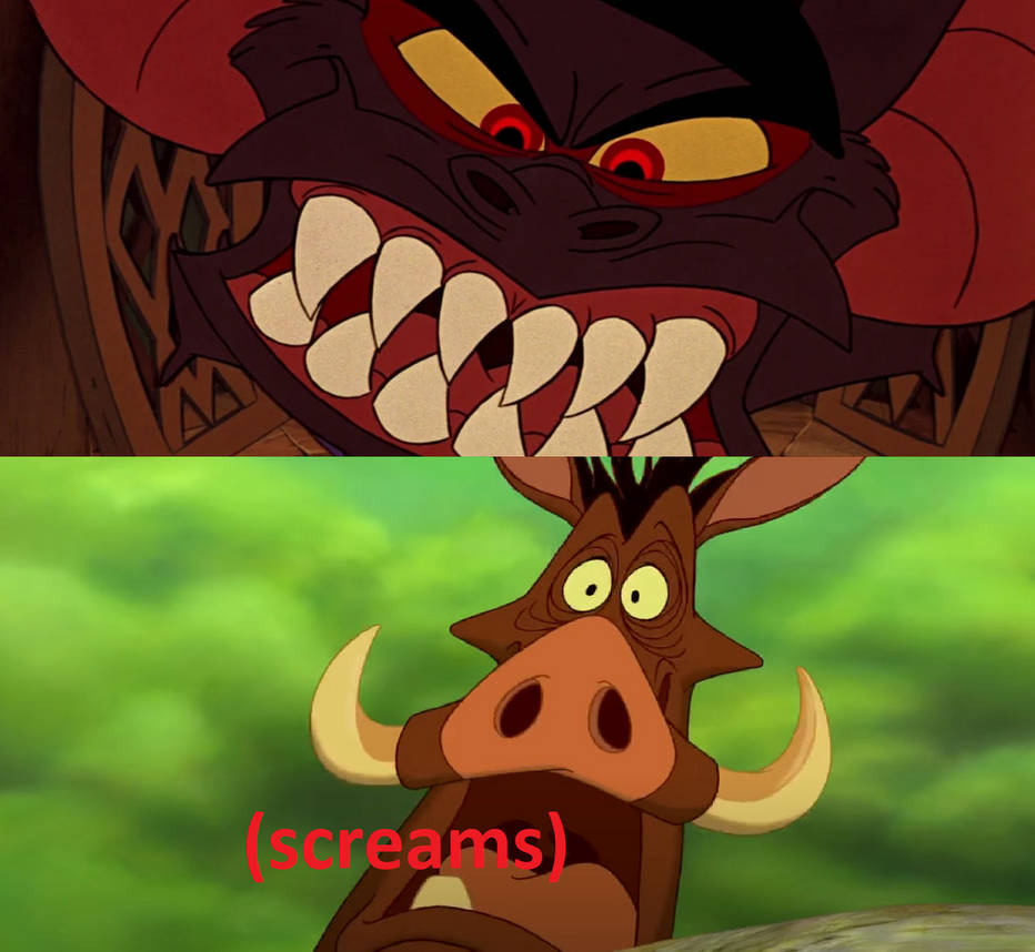 Pumbaa Gets Scared by Fidget by ArtChanXV on DeviantArt