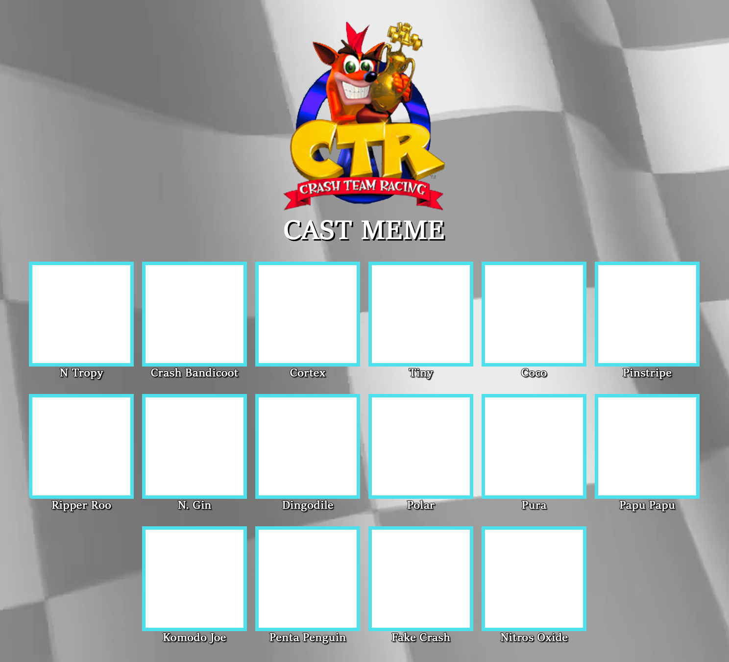 Crash Team Racing Cast Meme Template by ArtChanXV on DeviantArt