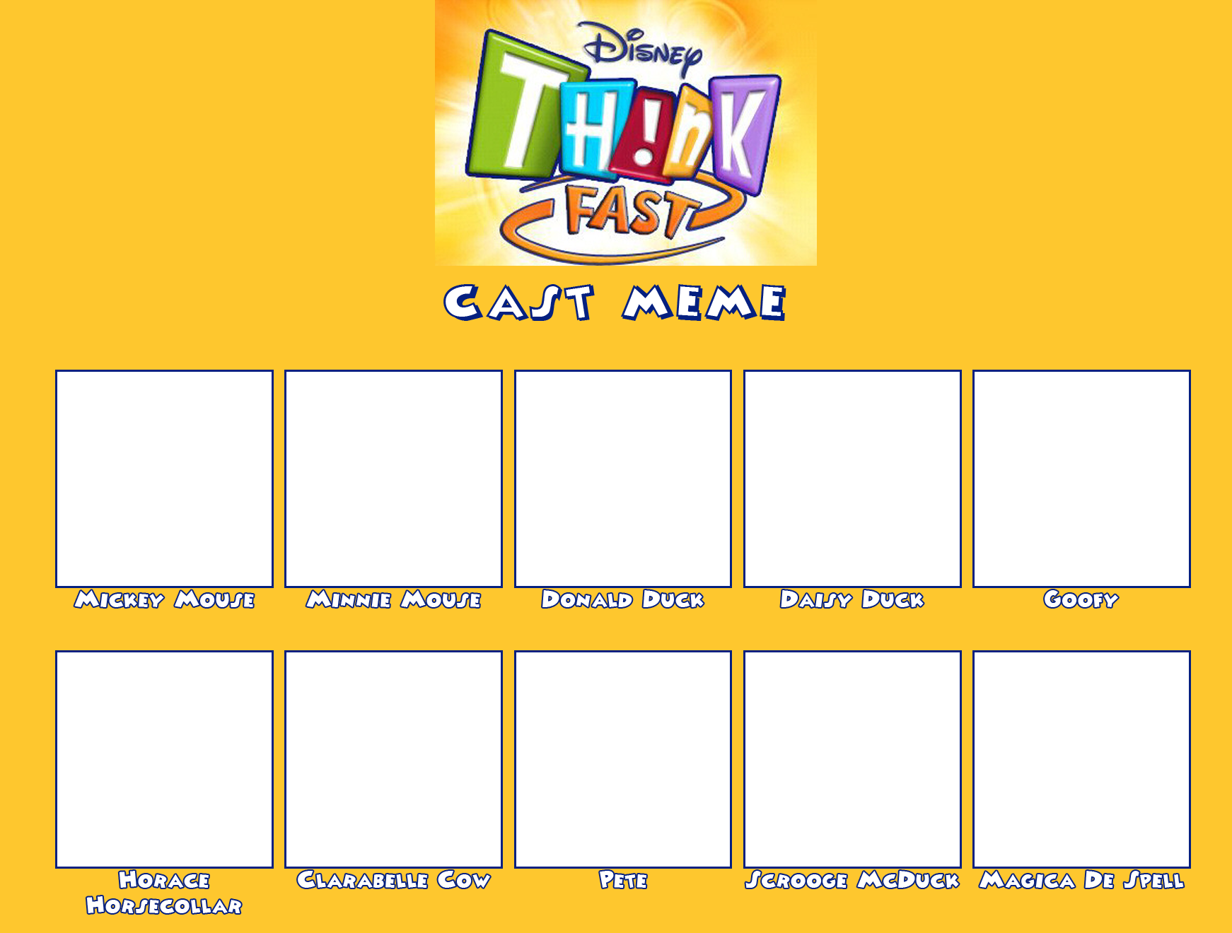 Disney Think Fast Cast Meme Template by ArtChanXV on DeviantArt