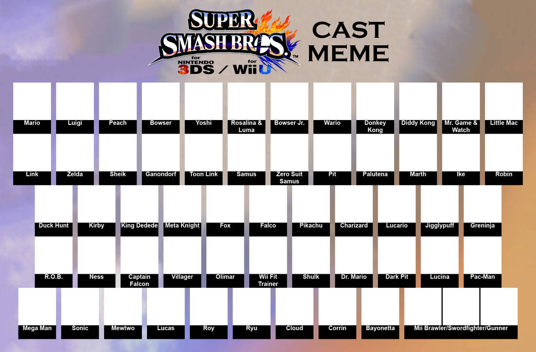 Super Smash Bros. 4 Cast Meme Template by ArtChanXV on DeviantArt