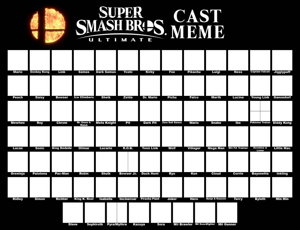Super Smash Bros. Ultimate Cast Meme Template by ArtChanXV on DeviantArt