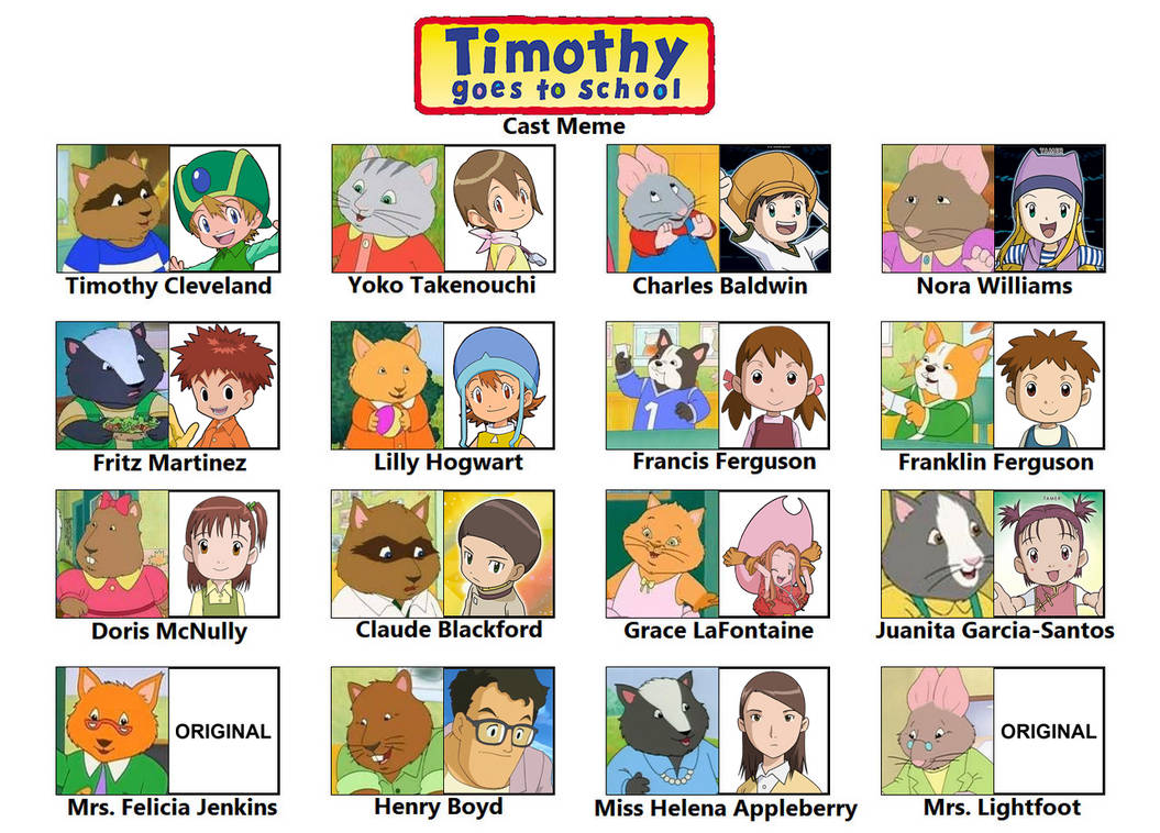My Timothy Goes to School Cast Meme by ArtChanXV on DeviantArt