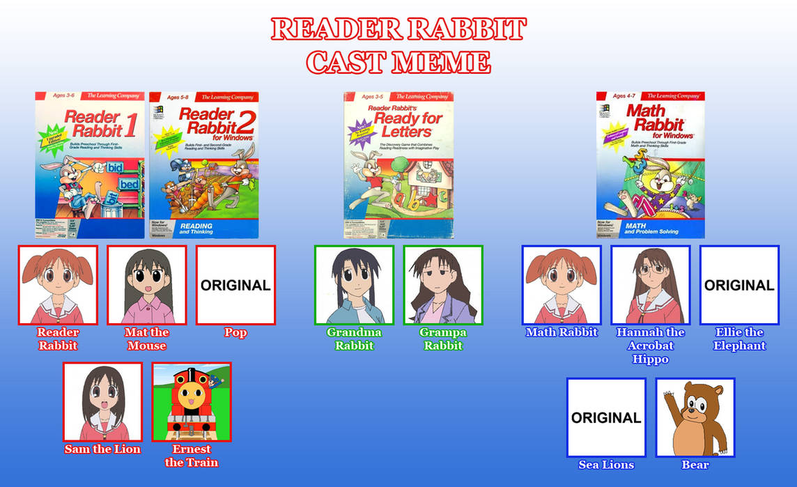 My Reader Rabbit Cast Meme by ArtChanXV on DeviantArt