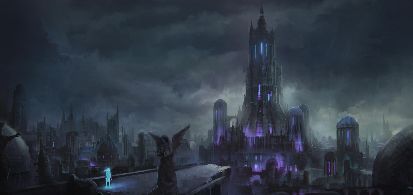 Zera and the city of endless night conceptpainting