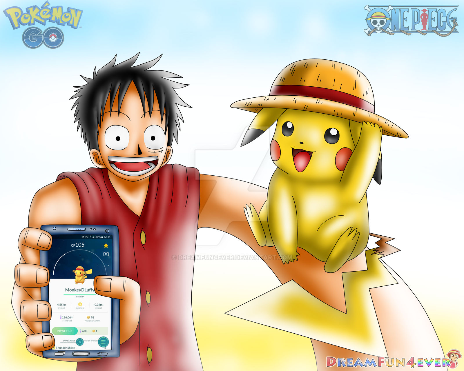 Pikachu And Luffy Pokemon Go X One Piece By Dreamfun4ever On Deviantart