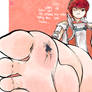 Hinokas tiny at her feet