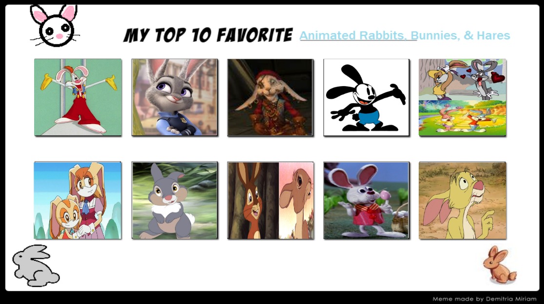 Cartoon Rabbit's Names My Top 10 Favorite Animated Rabbits or Bunnies by thepirateking64 on ...