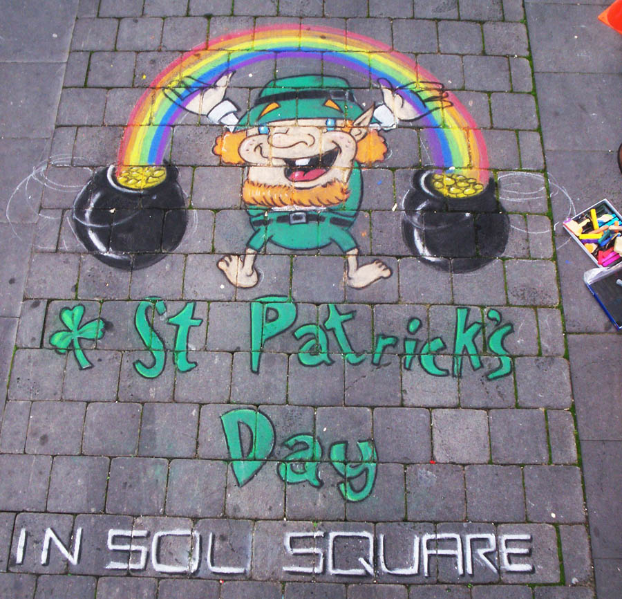 St Patty's Pavement art