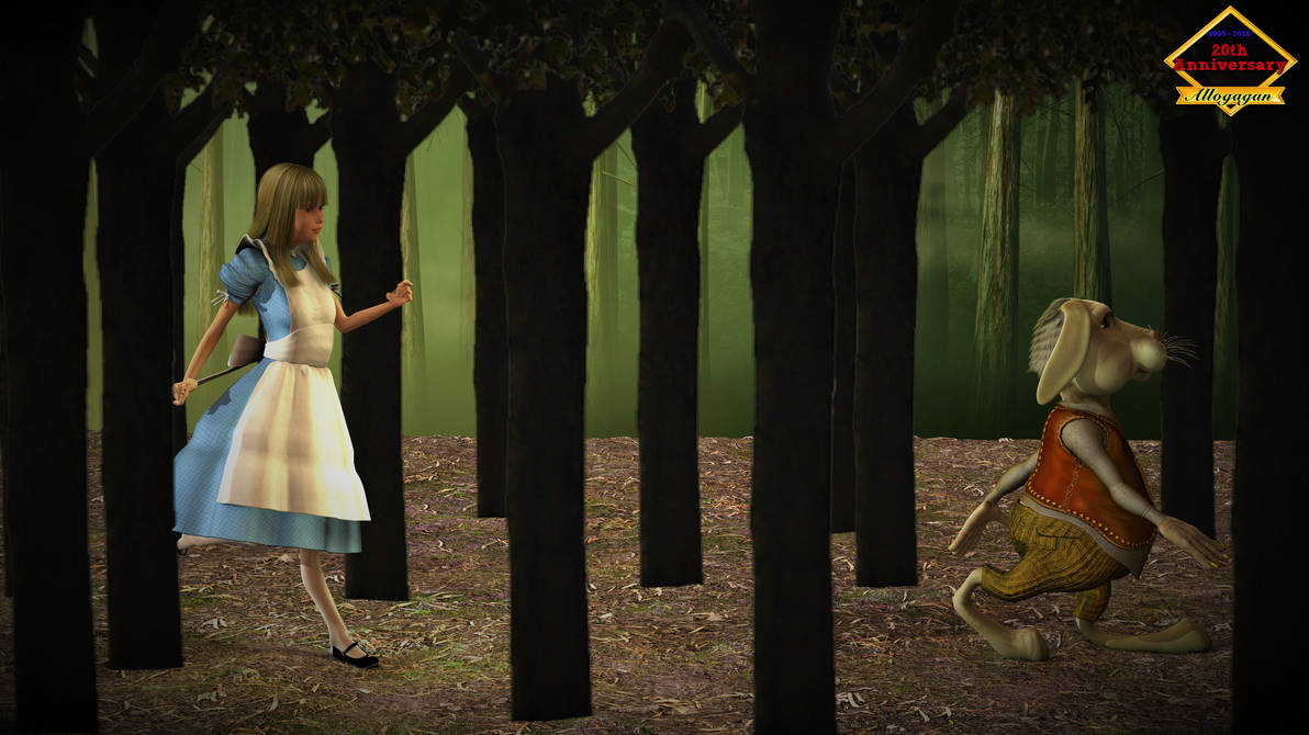 Alice chasing the White Rabbit. by Allogagan on DeviantArt