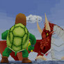 Turtle Knight VS Red Dragon