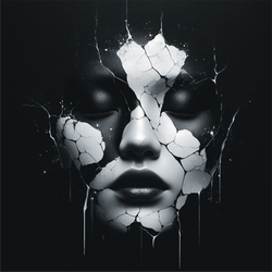 Black Kintsugi inspiration, Woman Face Mask