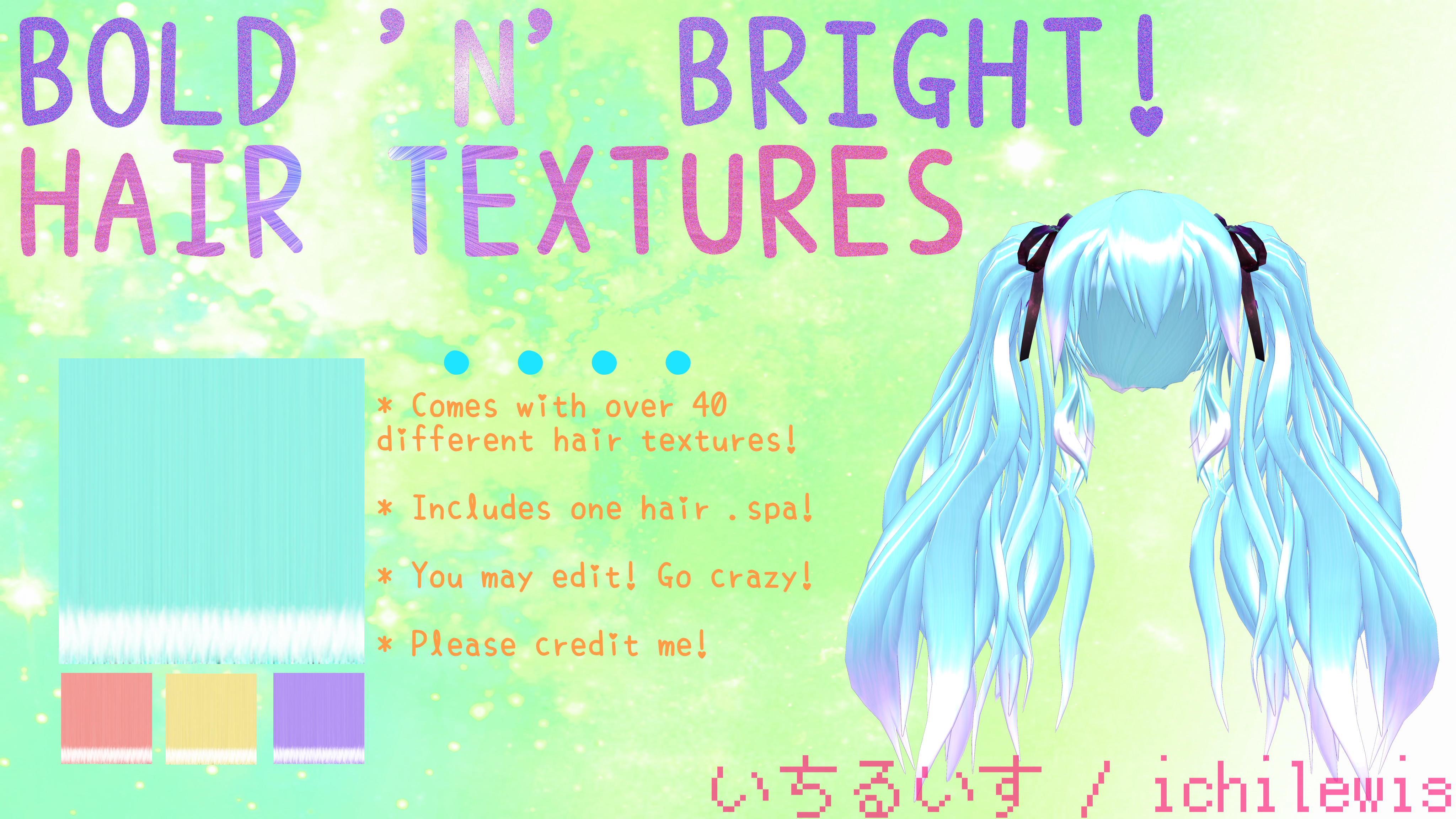 [MMD] Bold 'n' Bright Hair Textures + DL