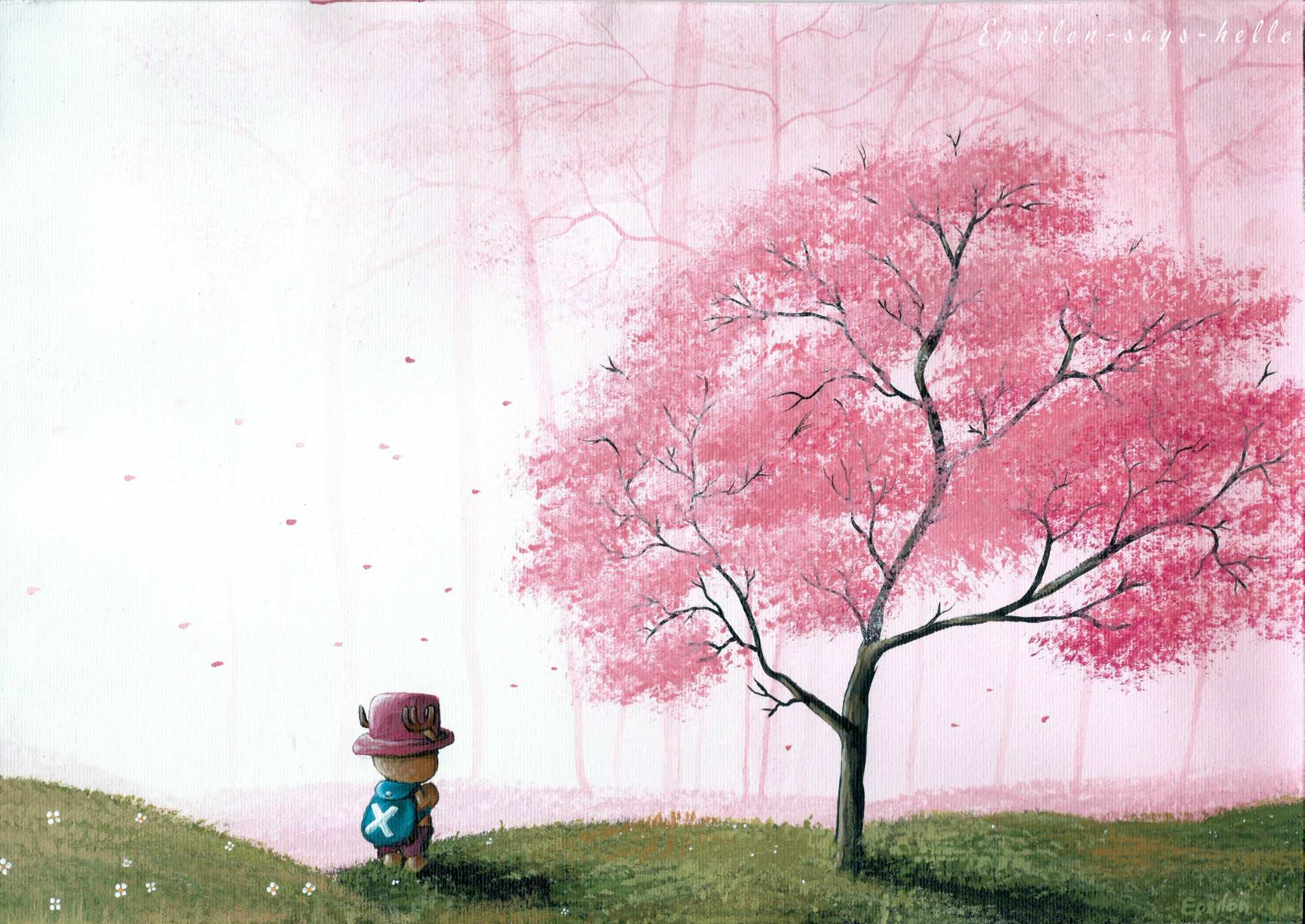 Chopper and a sakura tree