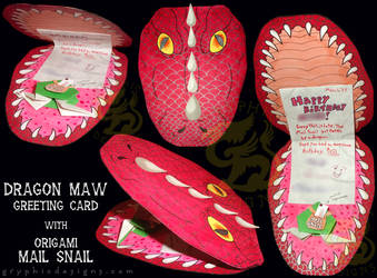Dragon Maw Birthday Card with Origami Mail Snail