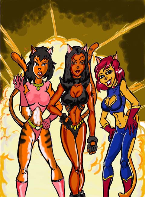 three tough chicks ...er cats