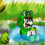 Super Mario: Frog Mario meets some frogs