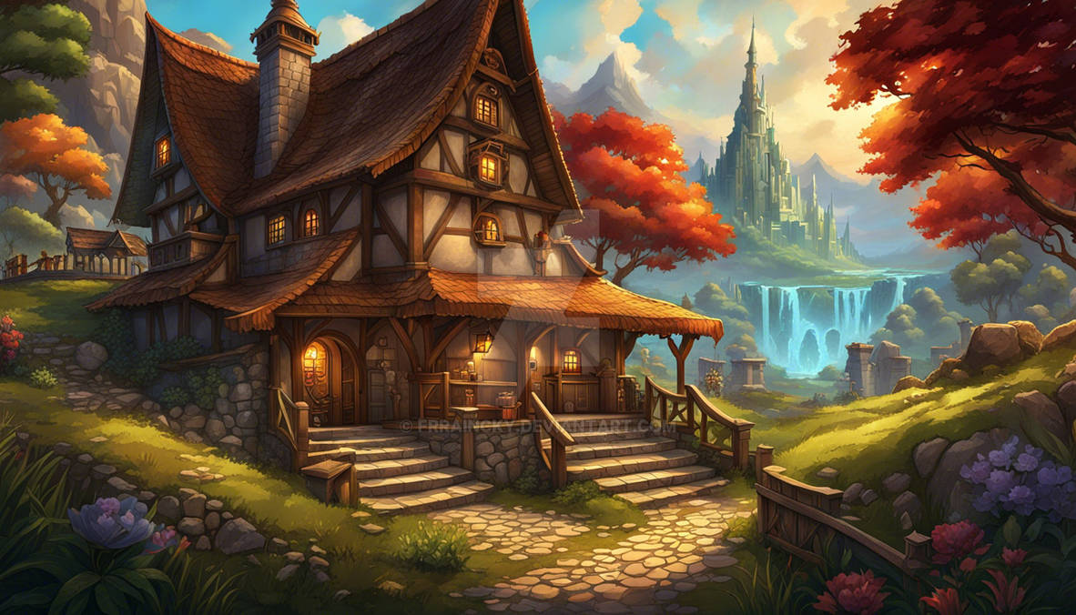 Inn with the castle at the background by Frraincky on DeviantArt
