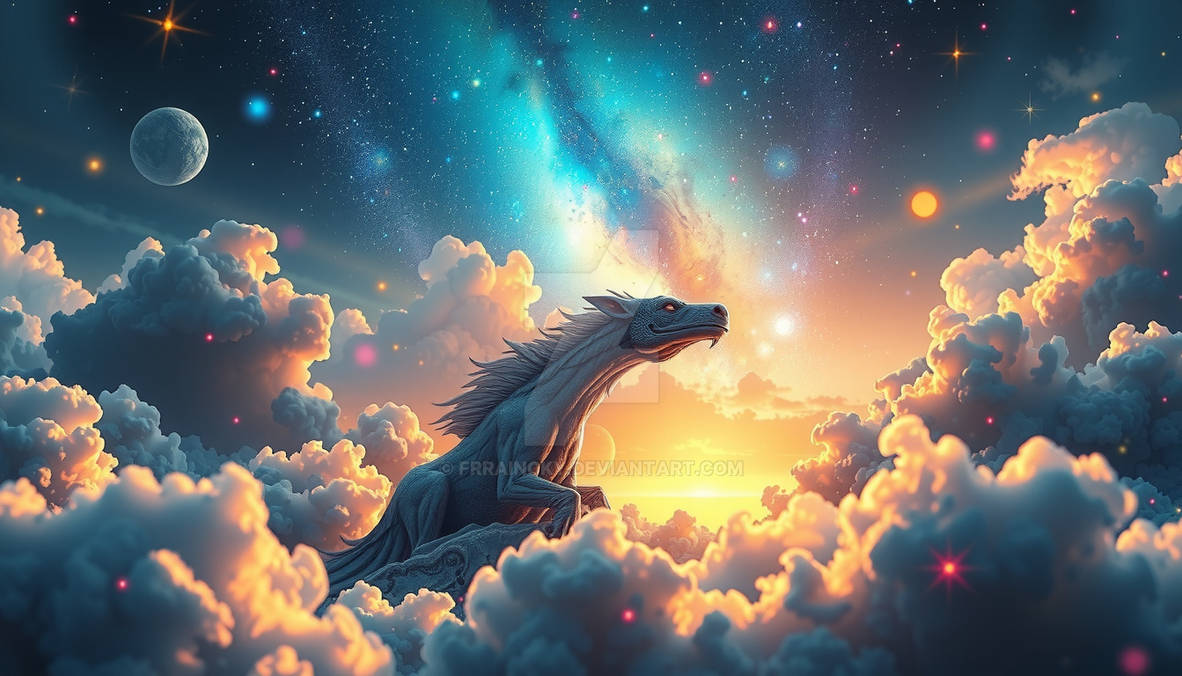 Creature rising above the clouds by Frraincky on DeviantArt