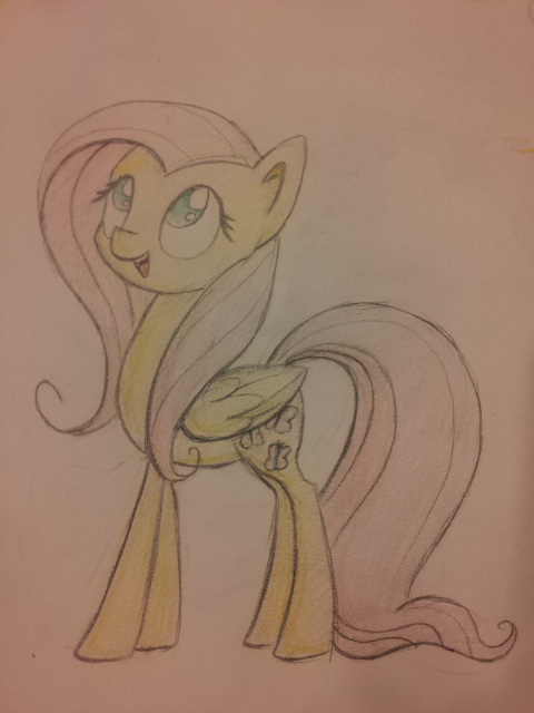 Fluttershy in colored pencil