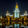 Lomonosov Moscow State University (MSU) at night