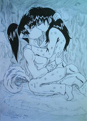 Kouga and Kagome Kiss