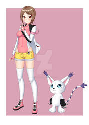 Hikari and Gatomon By Chechoski