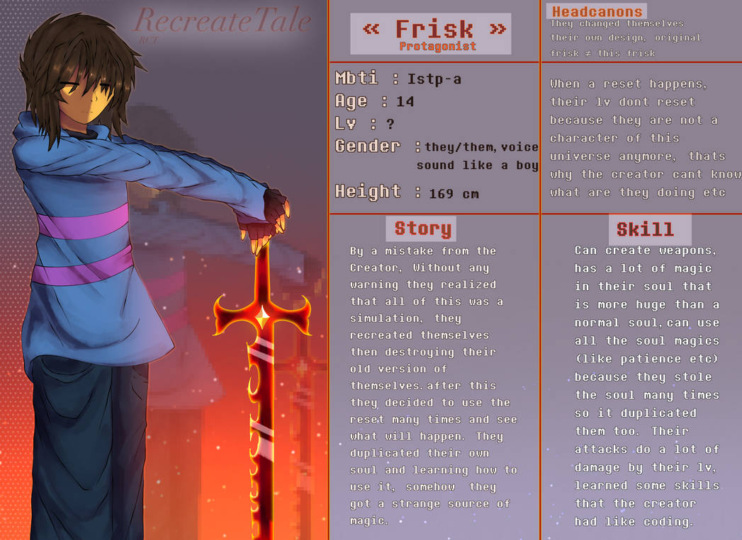 Fallbacktale Frisk RecreateTale Frisk information sheet by JuunoY4 on DeviantArt