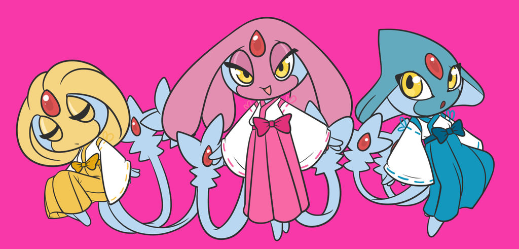 Uxie, Mesprit and Azelf by GrumpArt on DeviantArt