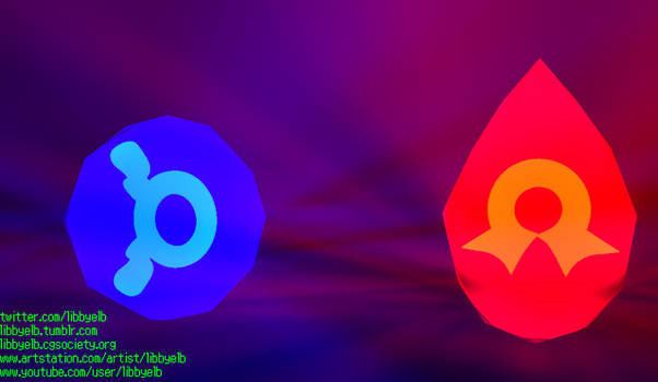 red and blue orb