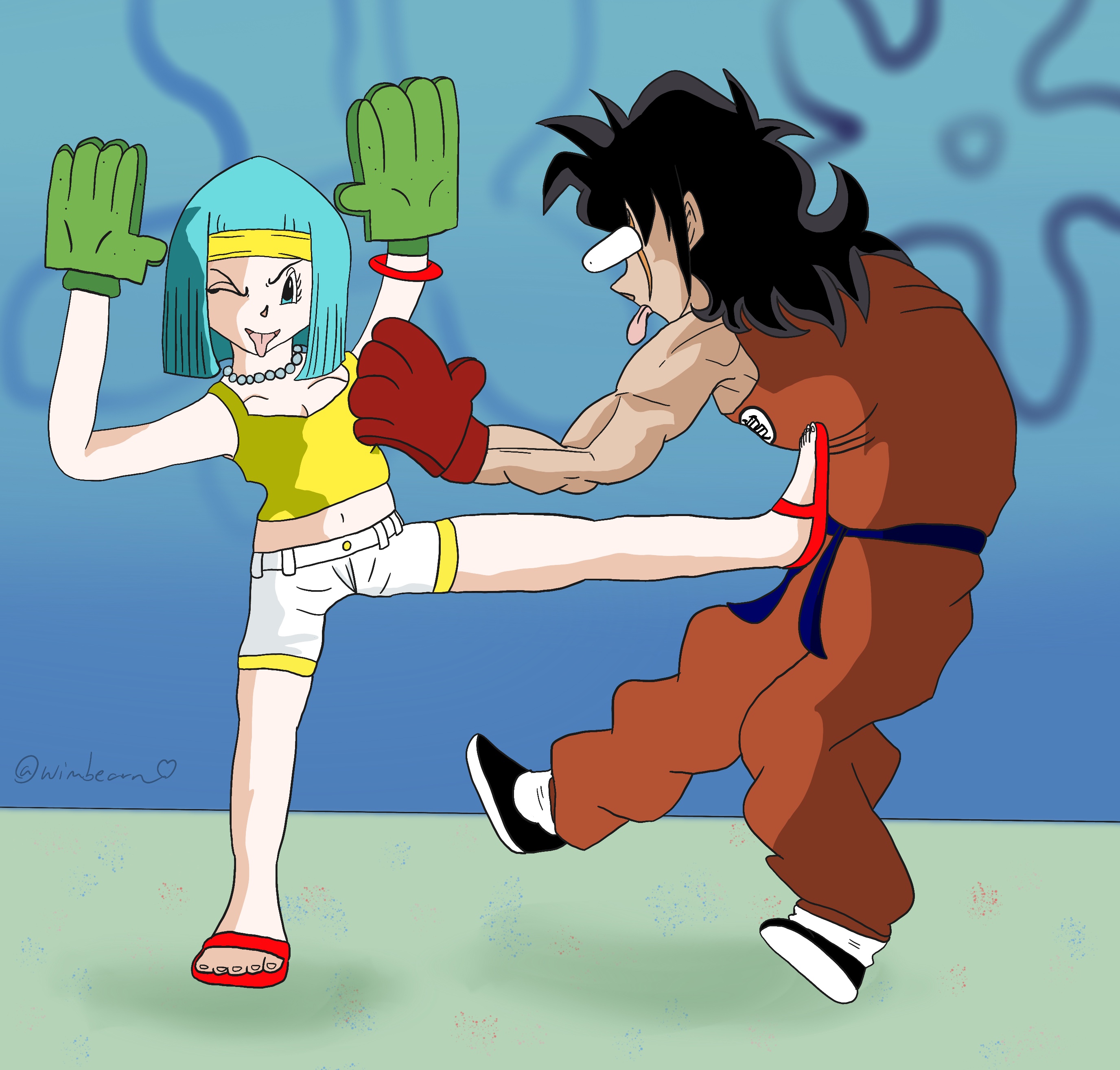 Commission - Bulma and Yamcha doing karate!
