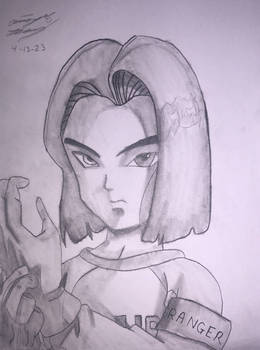 Android 17 Charcoal Drawing