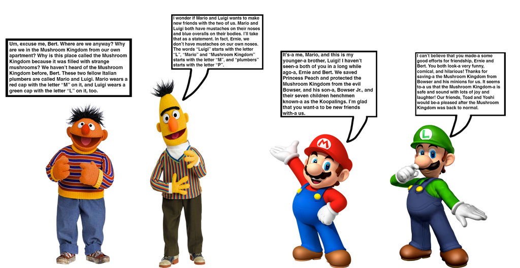 Ernie And Bert Meets Mario And Luigi By Homersimpson19 On Deviantart Ernie And Bert Meets Mario And Luigi By Homersimpson19 On Deviantart