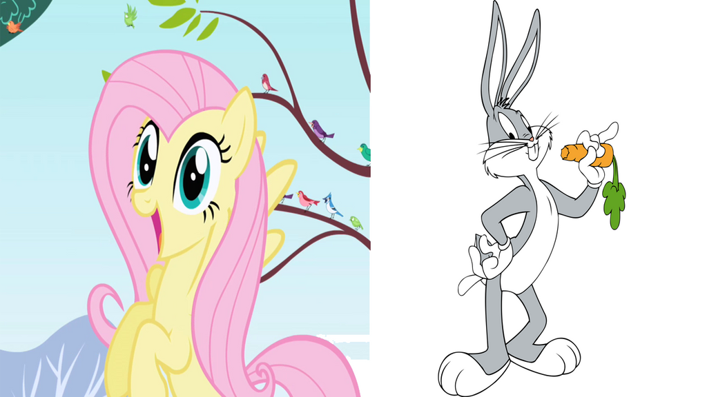 Fluttershy encounters Bugs Bunny by MrToonlover83 on DeviantArt