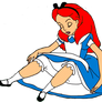 Alice (with red hair) getting up