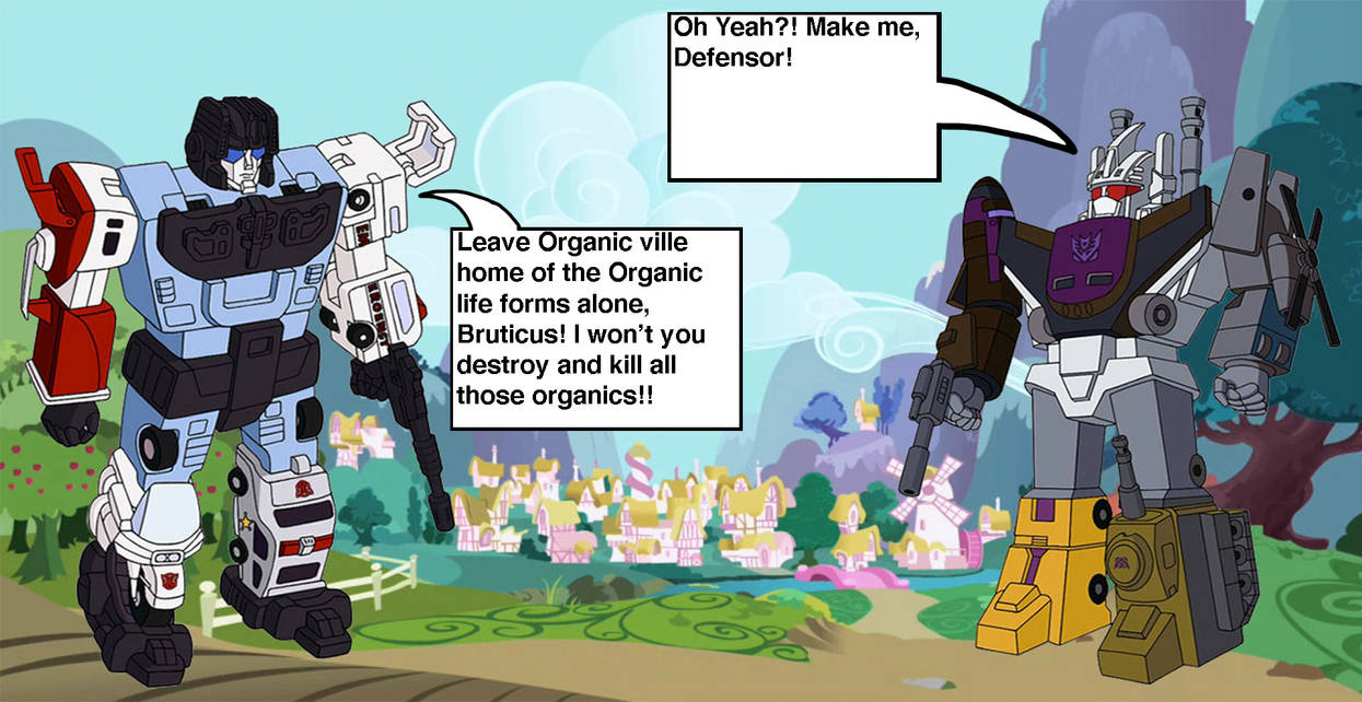Defensor vs. Bruticus in Ponyville by HomerSimpson1983 on DeviantArt