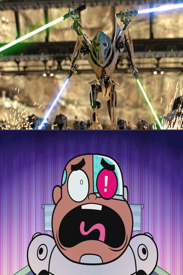 Cyborg (TTG) scared of General Grievous by MrToonlover83 on DeviantArt
