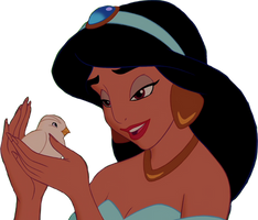 Princess Jasmine holding a bird vector