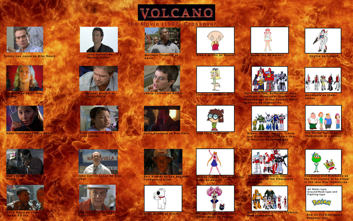 Volcano the movie 1997 crossover cast by MrToonlover83 on DeviantArt