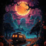 Spooky Halloween ride, Sunset wallpaper