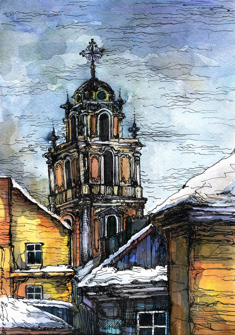 Snowy Vilnius by tichooo