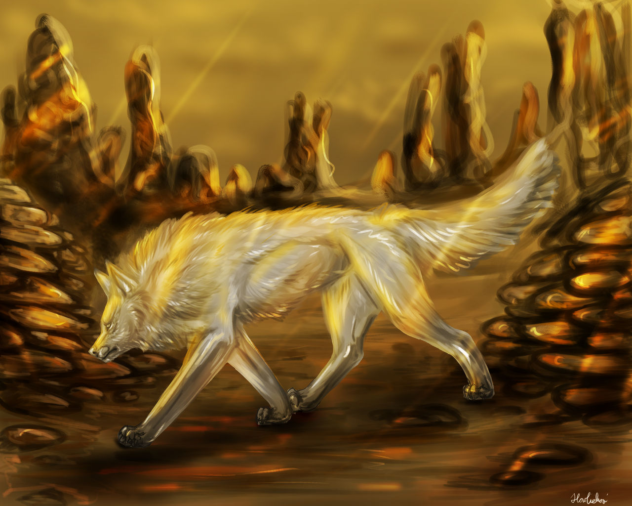 Gold Wolf By Natkiehv On Deviantart Gold Wolf By Natkiehv On Deviantart