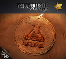 photorealistic mockup logo leather