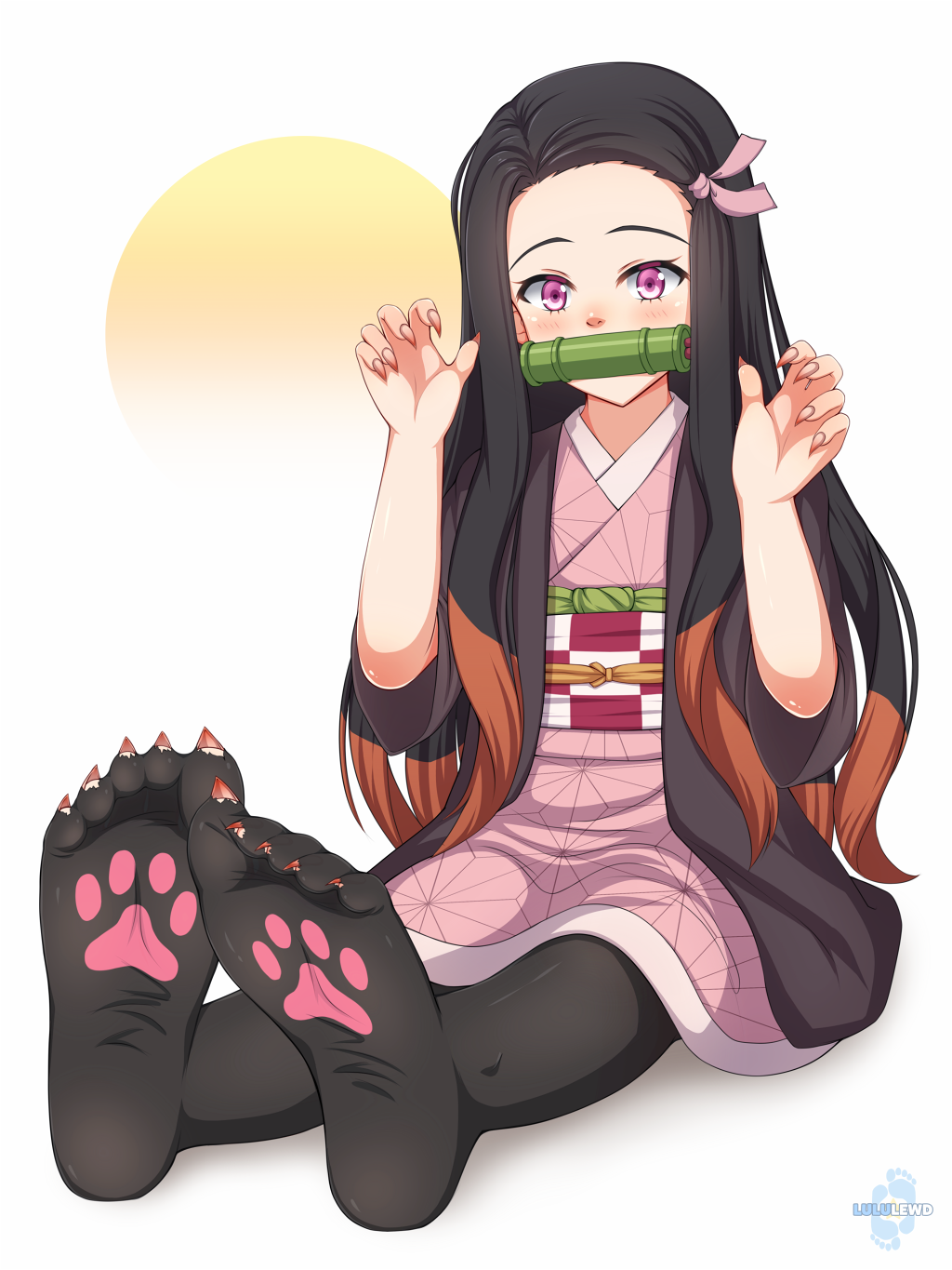 Nezuko S Stare Black Paw Socks By Lululewd On Deviantart